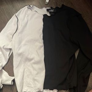 white and black long sleeve